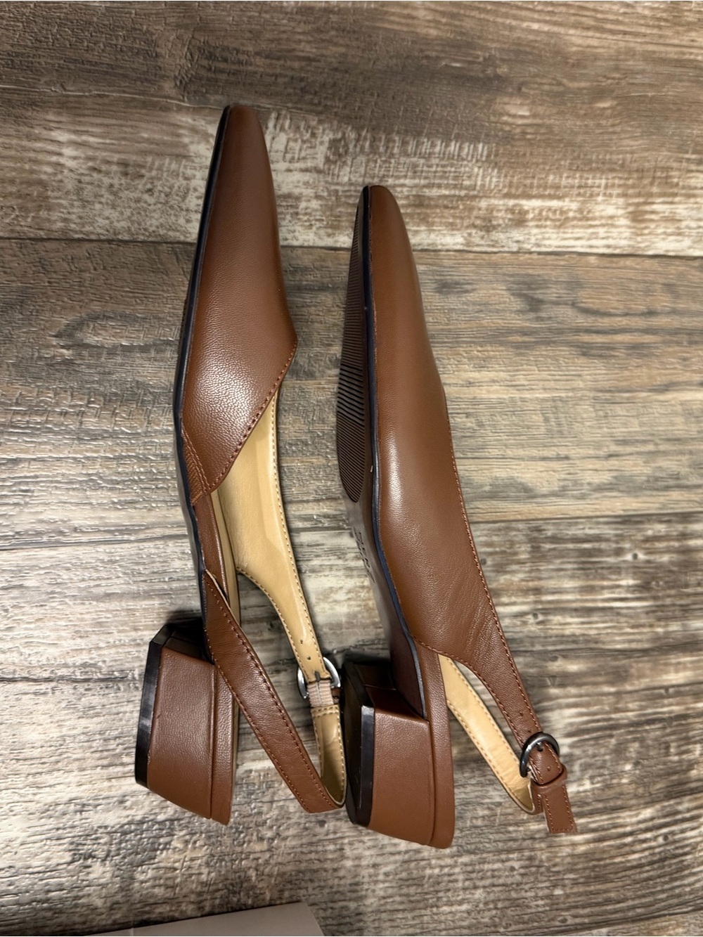 NWOB Naturalizer Brown Leather Slingback Flats Size 8 - Picture 12 of 16